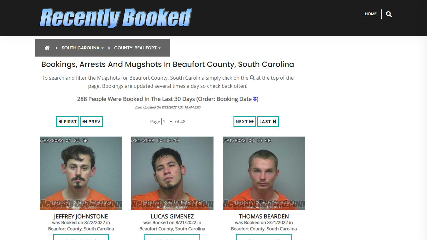 Bookings, Arrests and Mugshots in Beaufort County, South Carolina